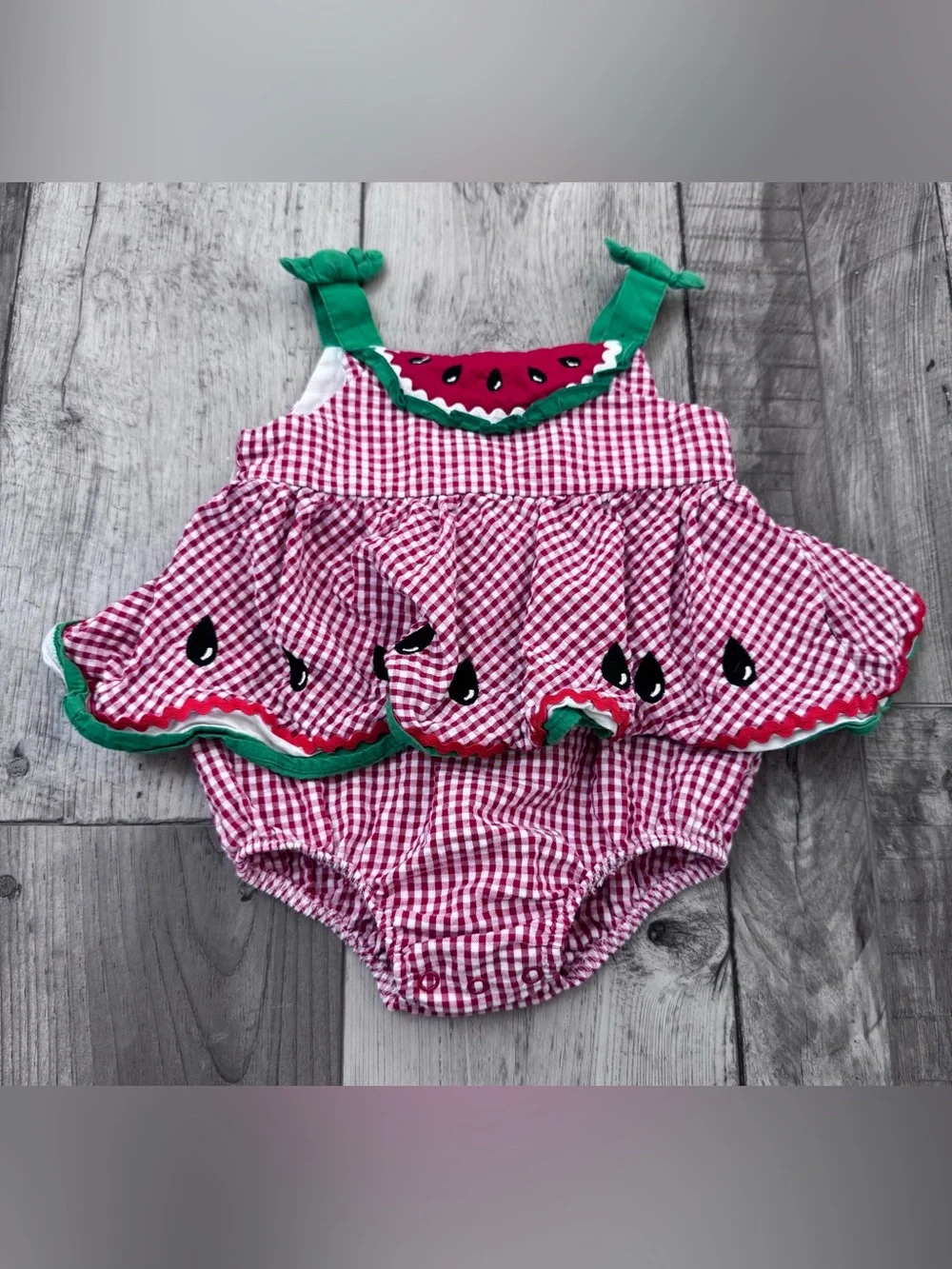 Red Checks Romper Watermelon Baby Girl 6 Months Blueberi Blvd Dress Gingham